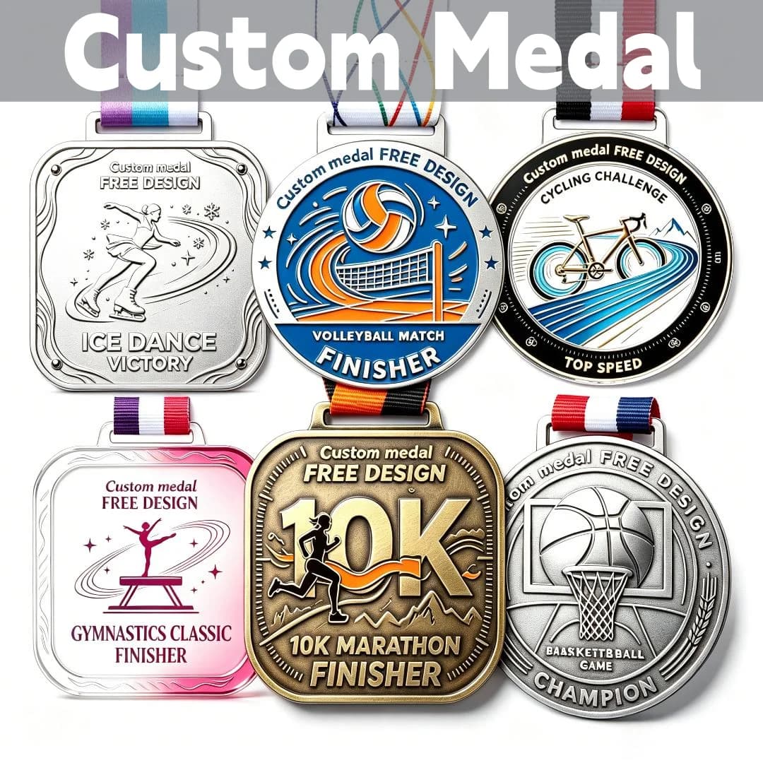 Custom Medal Personalized Sports Finisher Award Medallion Basketball Volleyball Cycling Gymnastics Metal Recognition Badge