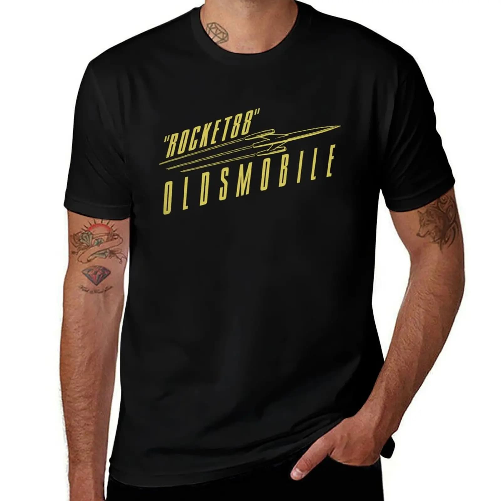 Oldsmobile Retro Rocket 88 Charcoal Gra T-Shirt man t shirts cotton T-Shirt