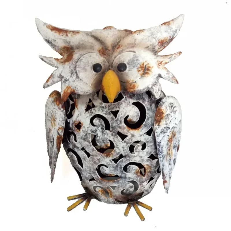 Tin animals, solar energy, lamp decoration, garden outdoor lawn, sculpture owl
