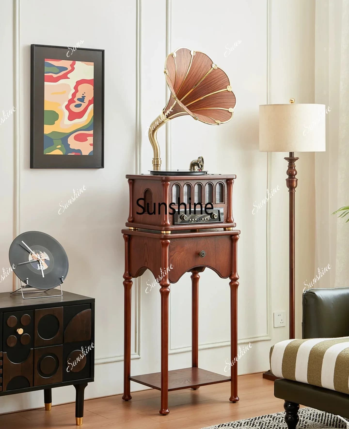 Vintage French vinyl record player Modern light luxury phonographT*