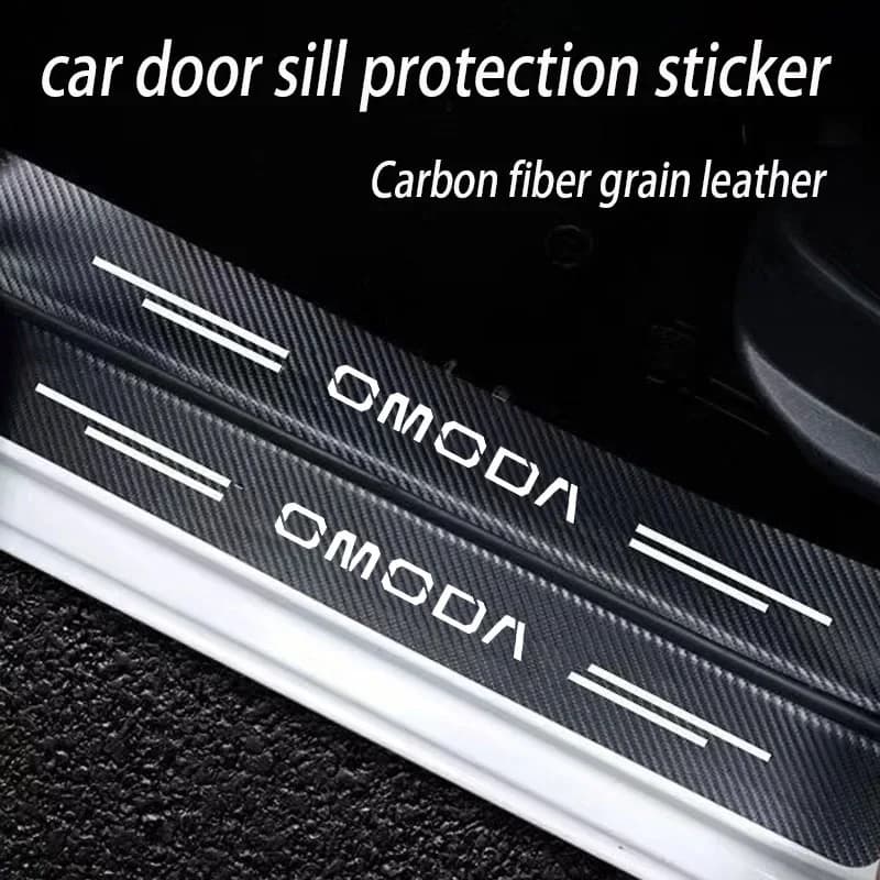 Carbon Fiber Anti Scratch Car Door Threshold Protector Sticker Door Sill Strip Decal For OMODA Auto Accessories