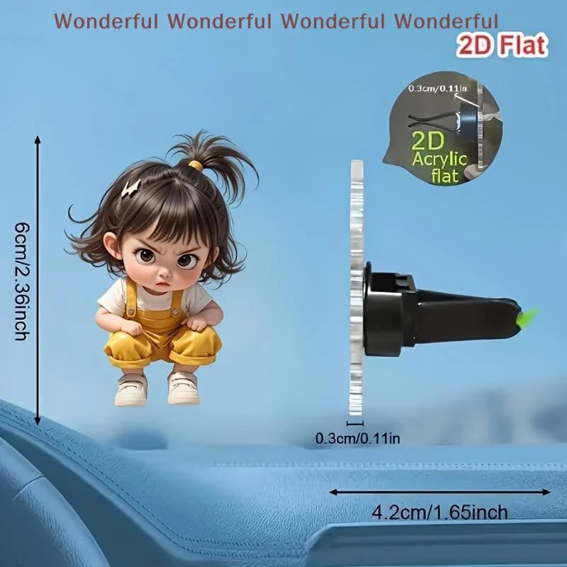 Cute Little Girl Acrylic Car Vent Clip Decoration, Car Fragrance Diffuser, Valentine's Day Gift, Cute Car Interior Accessories