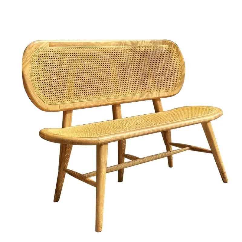 Household solid wood back chair armrest, light luxury three-person bench