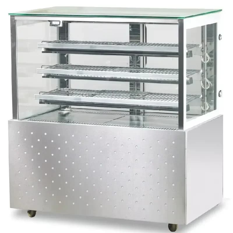 High Quality Rectangle Insulated Electronic Temperature Control 4 Shelves 2 Doors Egg Tarts Warming Showcase