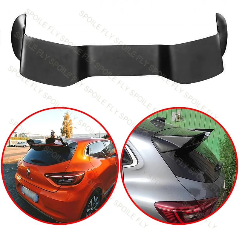 For Renault Clio MK5 2019 2020 2021 2022 2023 2024 Hight Quality ABS Car Rear Roof Wing Spoiler Body Kit Glossy Black