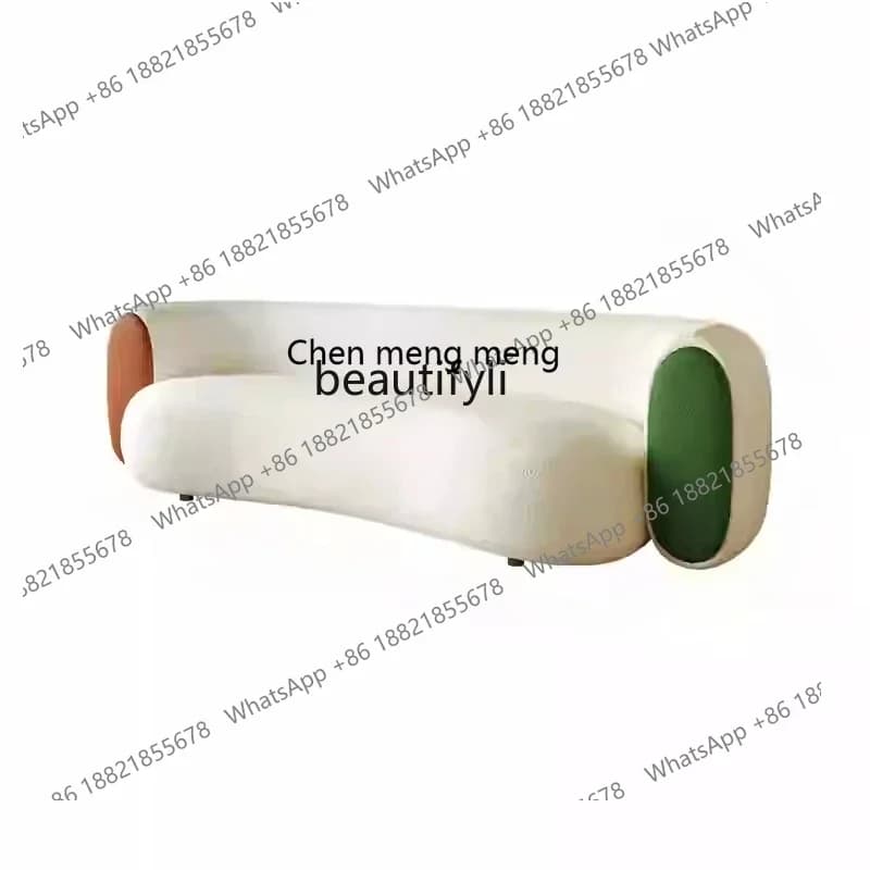 X 32 Curved sofa living room small apartment special-shaped creative cat claw fabric lamb wool cream wind coffee table combinati