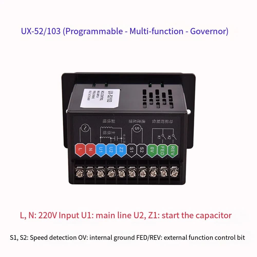 Motor Velocity Regulator UX 52/003 with 400W Load Capacity Digital Menu Interface External Switch or Panel Button Operation