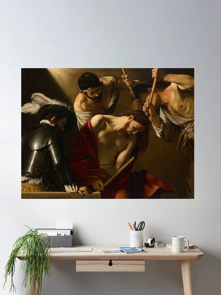 Michelangelo Merisi, called Caravaggio - The Crowning with Thorns, Art Print Silk Poster Home Wall Decor