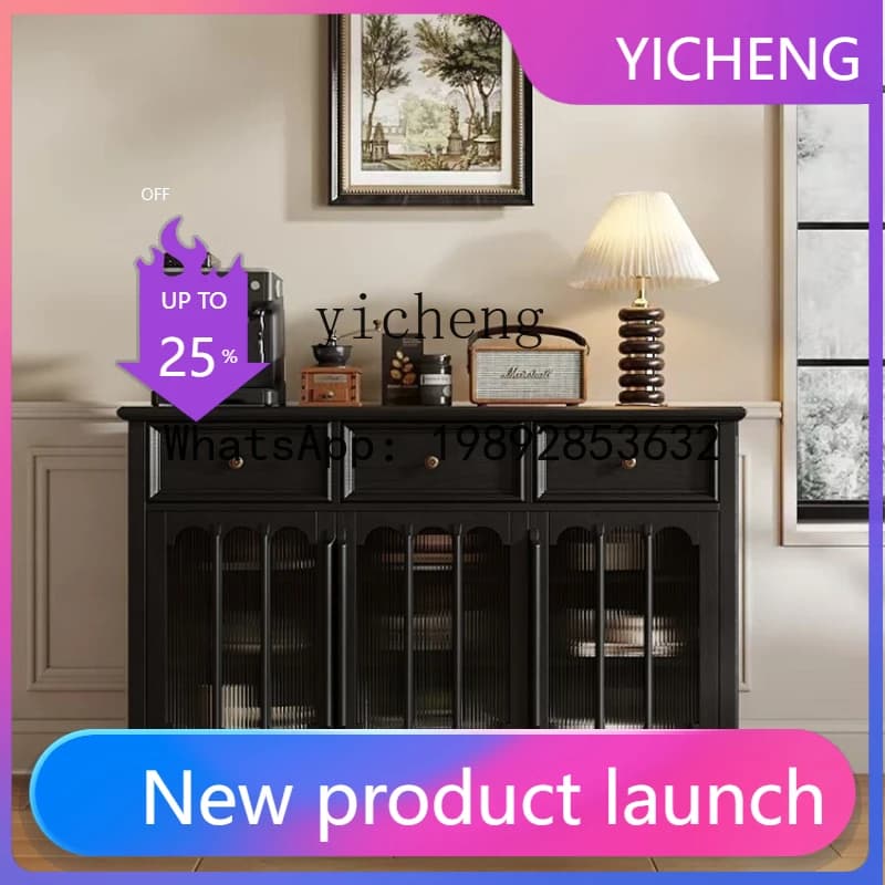X9  solid wood dining side cabinet, storage cabinet, new American retro tea cabinet, living room wall storage cabinet