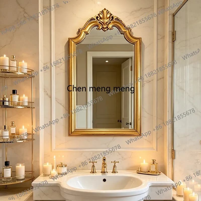 French fireplace mirror wall background wall decorative mirror bathroom bathroom retro porch makeup