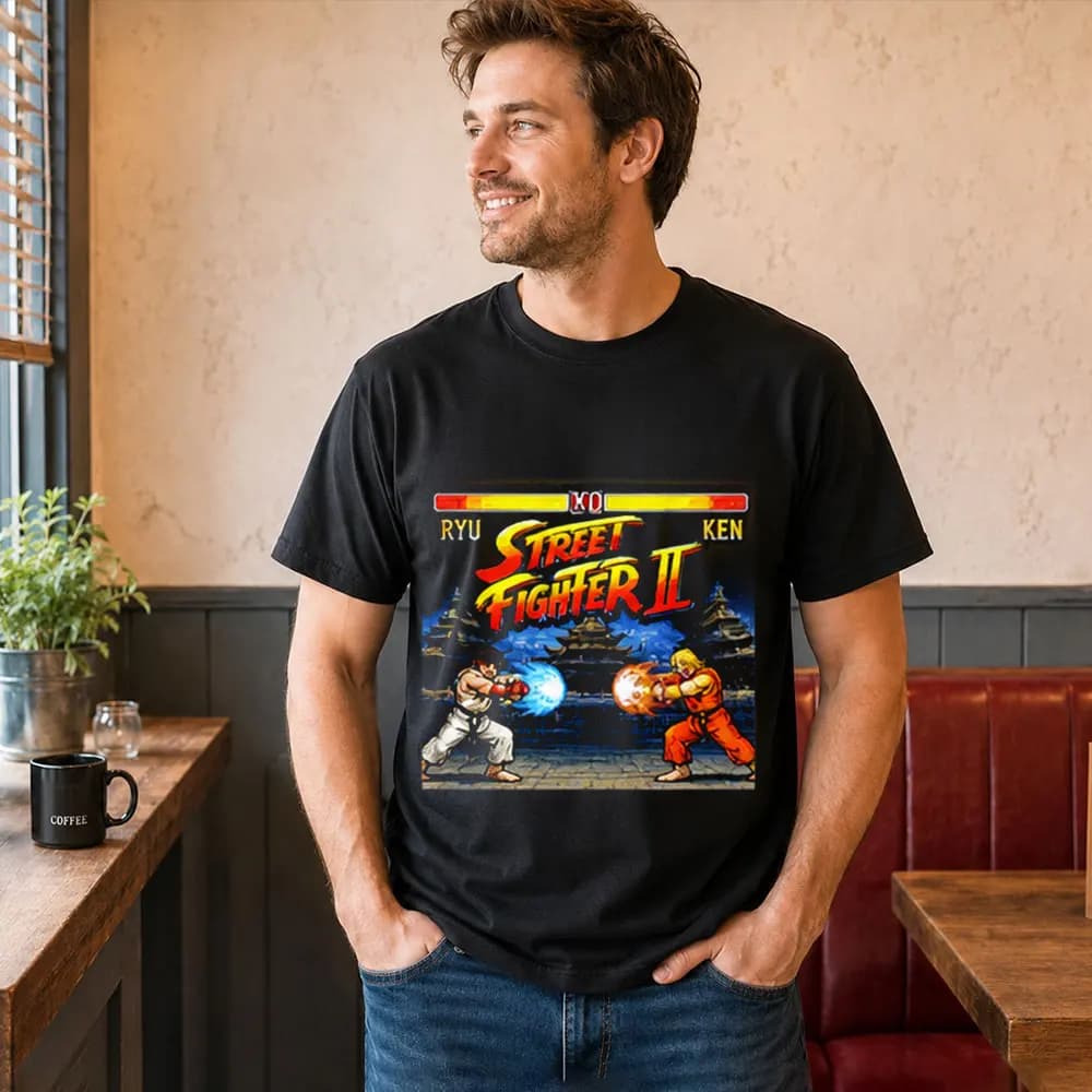 Street Fighter Graphic T-shitr Gift for Gamer Retro Arcade Fighting Game Classic Tee 0813 Hadouken World Warriors Unisex Top
