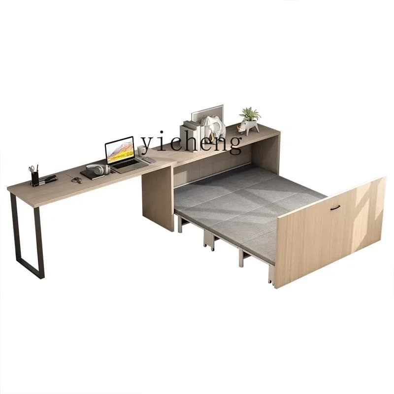 TQH Invisible Bed wWall Bed Wardrobe Integrated Desk Bookcase Wall Study Multi-function Hidden Single Retractable Folding Bed