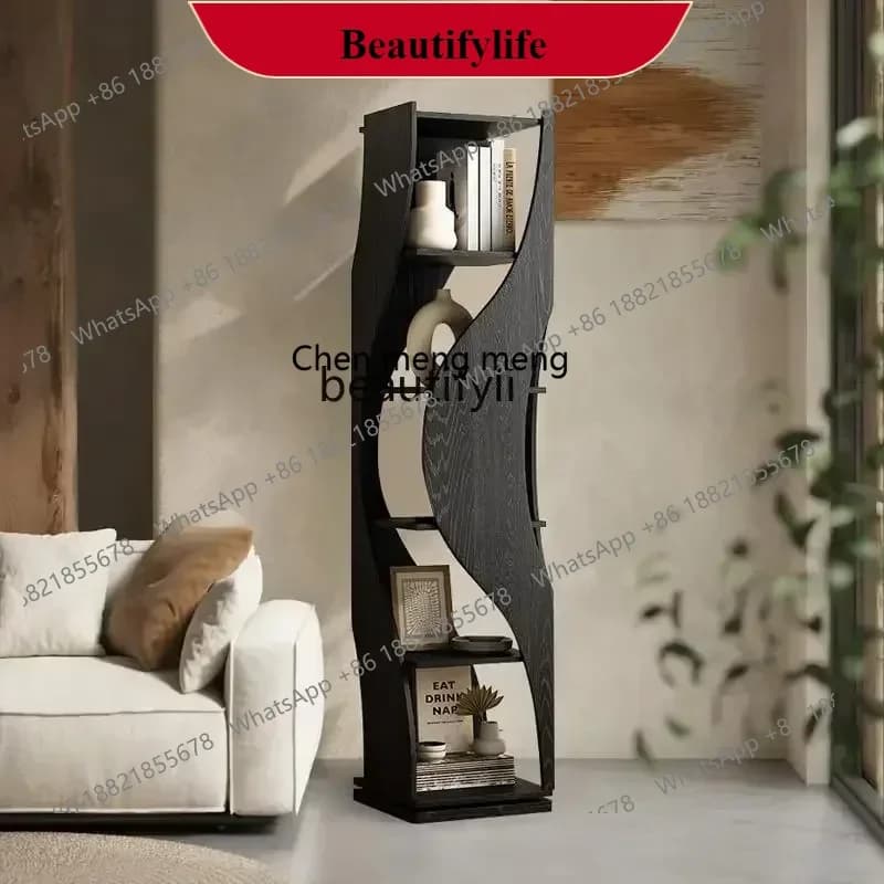 G153 57 Rotating bookcase 360 degree bookshelf floor creative modern simple light luxury office living room Nordic storage cabin