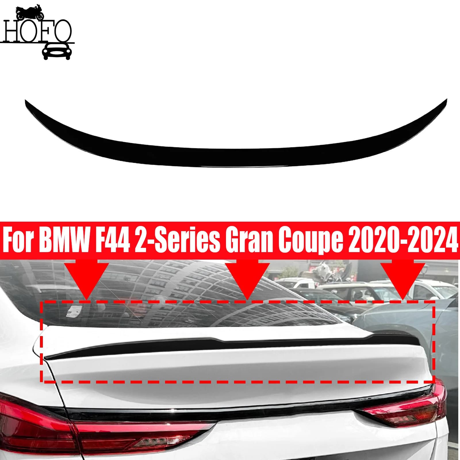 For BMW F44 2-Series Gran Coupe 2020-2024 Rear Bumper Trunk Lip Wing Tail MP Style Roof Spoiler Kit Gloss Black