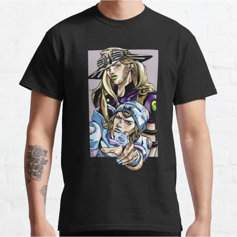 0215 JoJo's Bizarre Adventure Anime Gift t shirt Manga printed Tee 100% cotton Graphic Clothes Y2K clothing All size Tops S-6XL