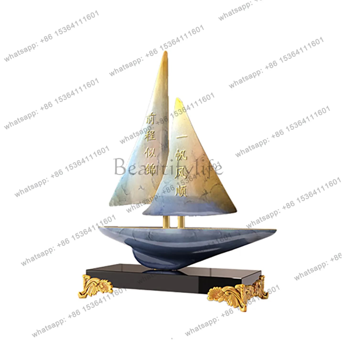 Ornament light luxury high-end small sailboat office desktop housewarming opening gift decoration