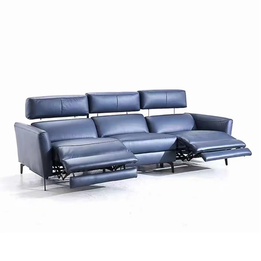 Luxury Dual Motor Genuine Leather Electric Recliner Sofa Modern Power Reclining Couch Adjustable Headrest Theater Sofa