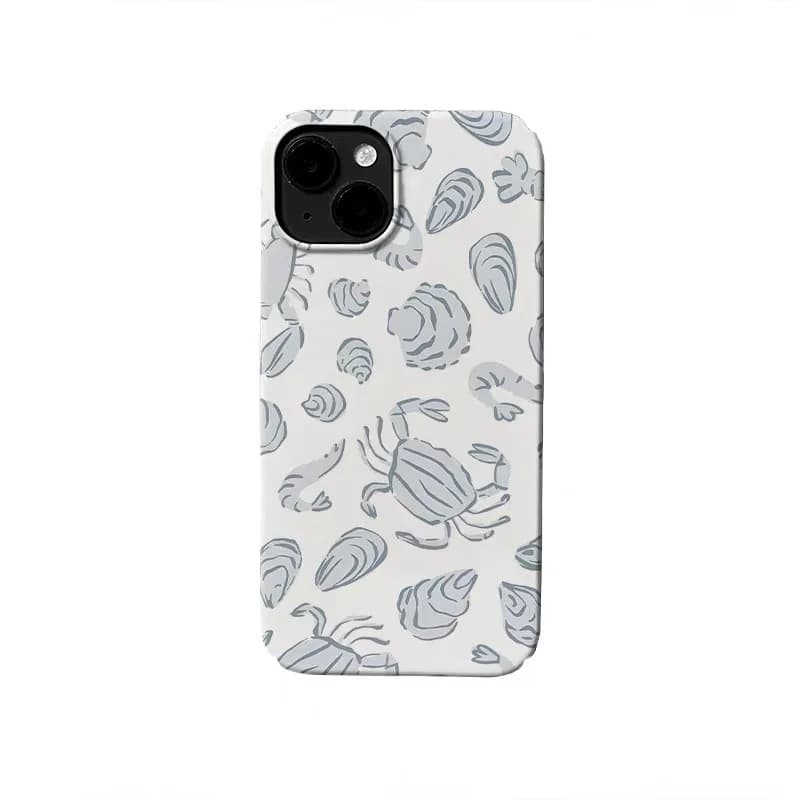Full Screen Light Blue Seashells Case for IPHONE 17 16 ProMax 15 14 Plus 13 12 MINI 11 PRO 16Plus XR XS MAX Acrylic Phone Cover