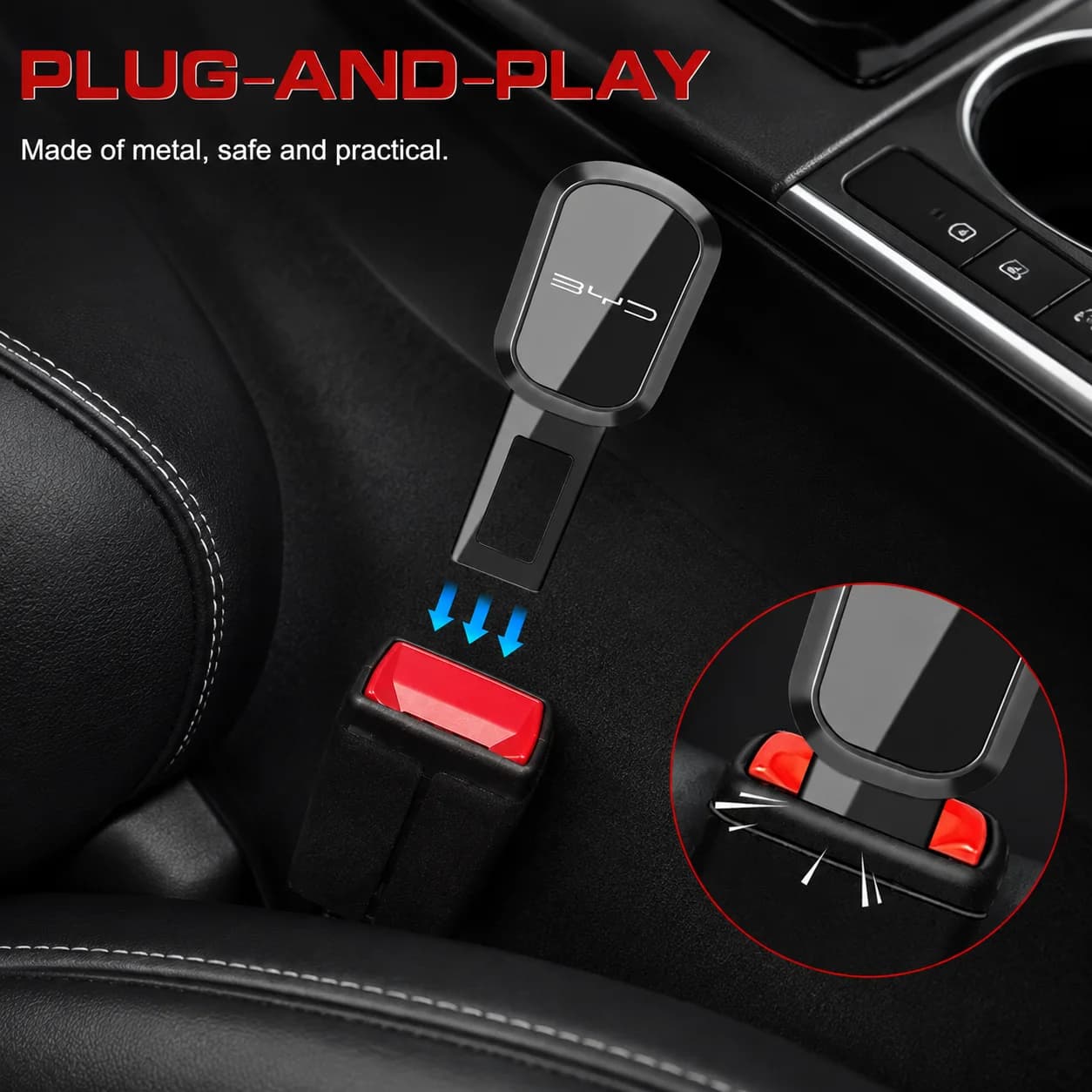 BYD Special Seat Belt Extender Buckle Plug Sturdy Safety Belt Clip For Seal DM-i Sealion 7 Shark 6 Song Plus Tang Yuan Qin EV Mo