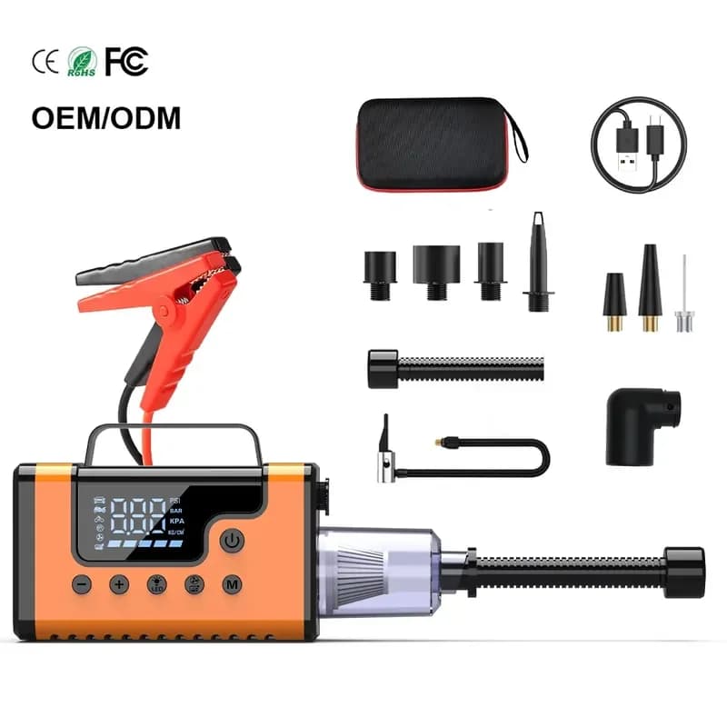 8-in-1 Portable Jump Starter Power Bank 3000A for Car Truck SUV LED Light Air Pump Compressor Blower Vacuum