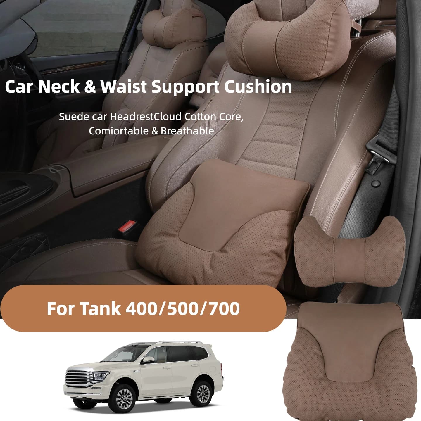 Car Neck Pillow Soft Comfort Auto Seat Waist Support Headrest Mat Travel Rest For Tank 400/500/700 Accessories