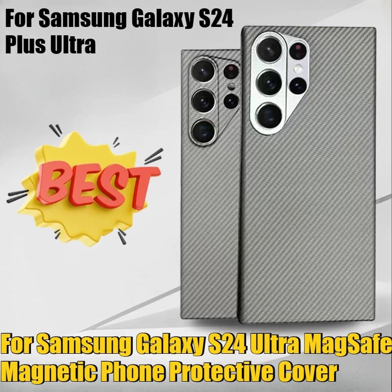 Real Carbon Fiber Case for Samsung Galaxy S24 Ultra  Magnetic Phone Protective Cover for  Magnetic