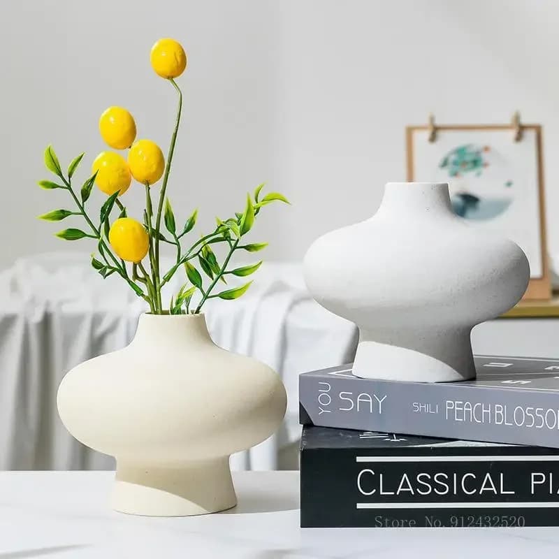 Nordic Creative Ceramic Irregular Shape Vase, Dining Table Living Room Bedroom Office Decor Accessories, Crafts Flower Ware, 1Pc