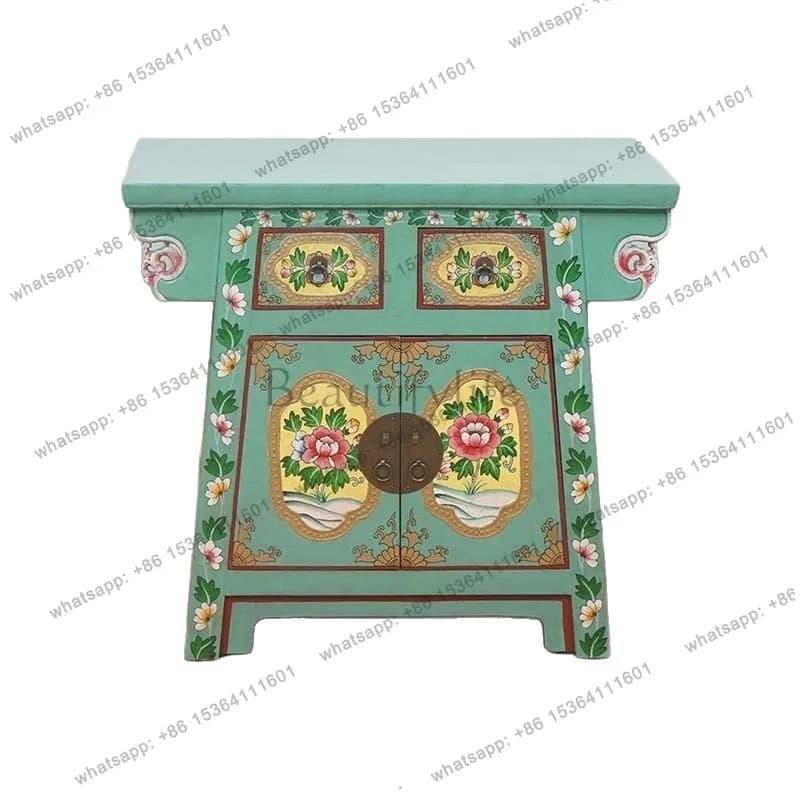 New Chinese solid wood bedside table retro painted storage decorative cabinet