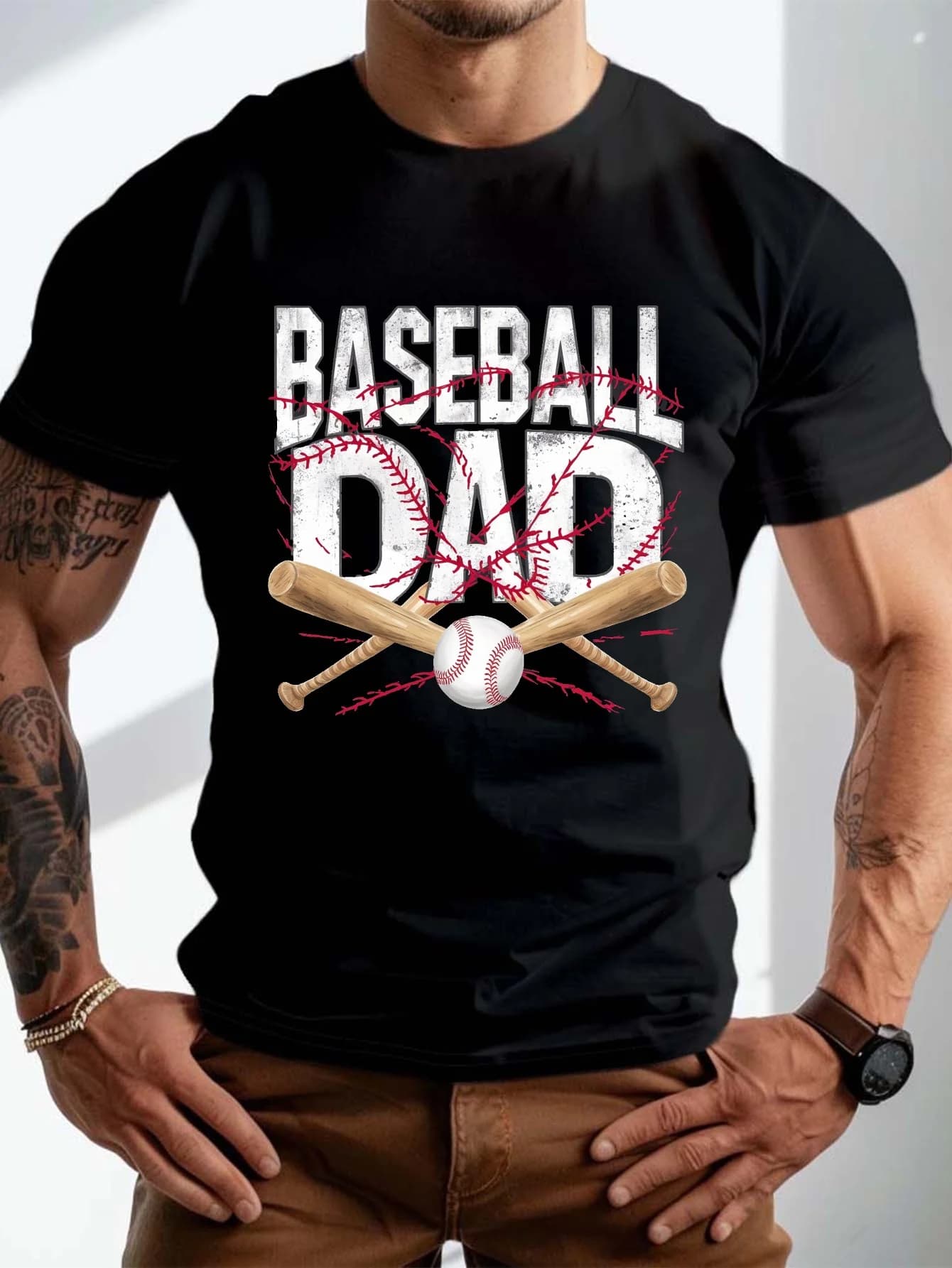 Nostalgic Baseball Dad Graphic T-Shirt 100% Cotton O-Neck Short Sleeve Summer Casual Mens T-shirt Streetwear