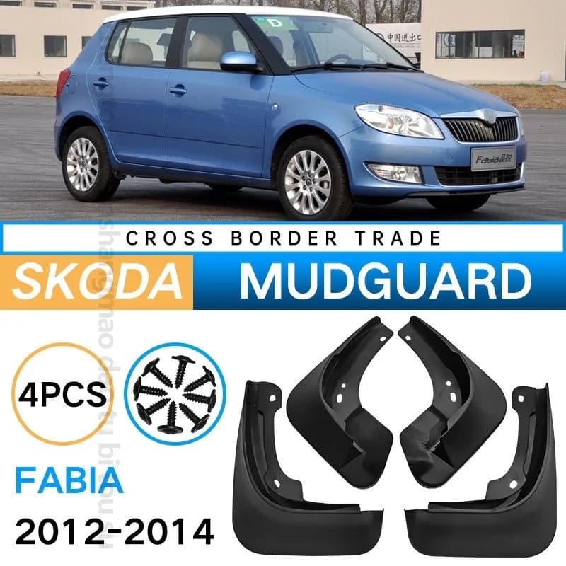 For Skoda Fabia 2012-2014 Mud Flaps Tire Splash Guards Black 4PCS Set Exterior Car Accessories for Fender Protector Perfect Fit