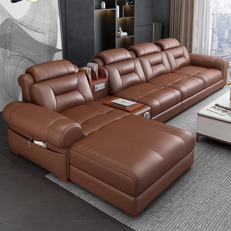 #First-Layer Genuine Leather Art Sofa Modern Simple Luxury Design Small Apartment Light Luxury Chaise Longue For Living Room
