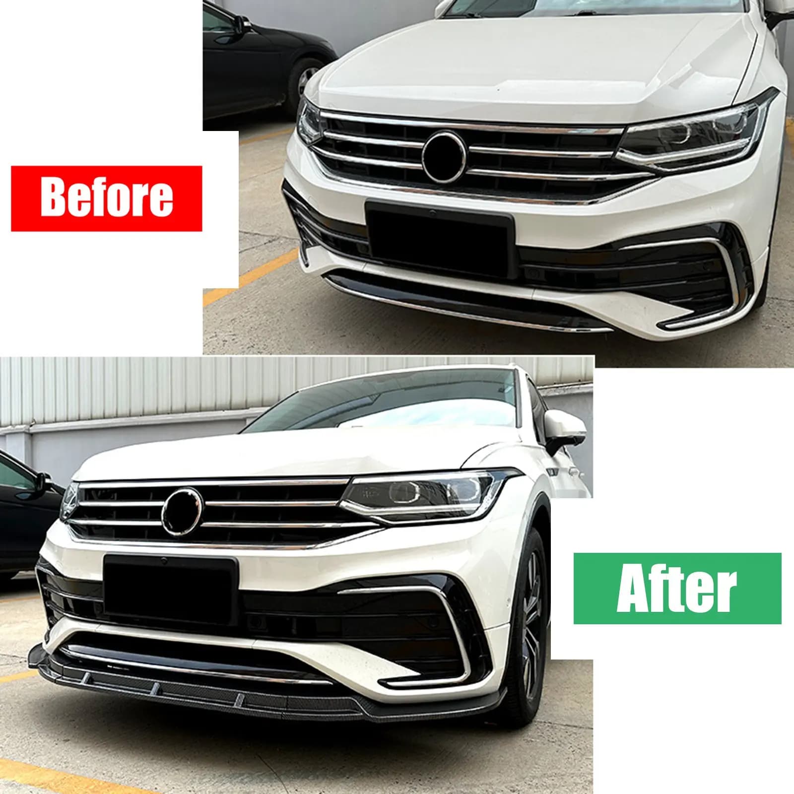 3PCS/1SET Front Bumper Spoiler Lip For VW Tiguan Rline 2021-2023