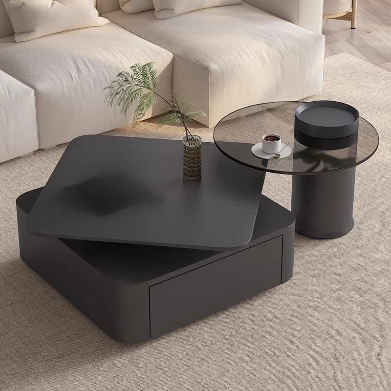 Slate square rotating coffee table light luxury modern simple living room household small apartment table