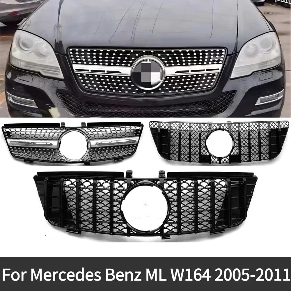For ML class W164 2005-2008 2009-2011 ML320 ML300 ML400 ML500 ABS Front Inlet Grille Racing Grill  For Mercedes-Benz  TuningKIT
