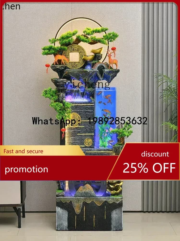 YFY  simple water ornaments living room round fish tank floor water landscape office decorative figurines home accessories