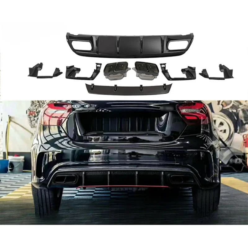 Car Accessories High Quality Gloss Black Plastic Rear Lip With Tail Pipes A45 A-Class W176 2013 Hot Selling