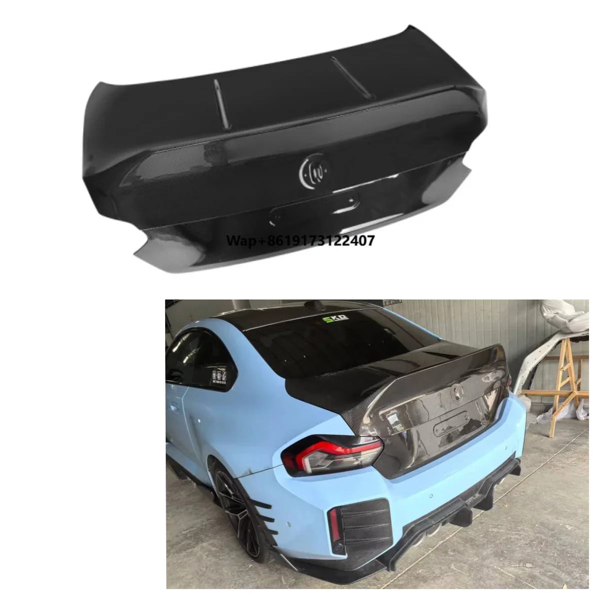100% Dry Carbon Fiber Black Screw-On Trunk Lid for 2 Series G42 M2 G87 2023+ Replacement Rear Trunk Lid