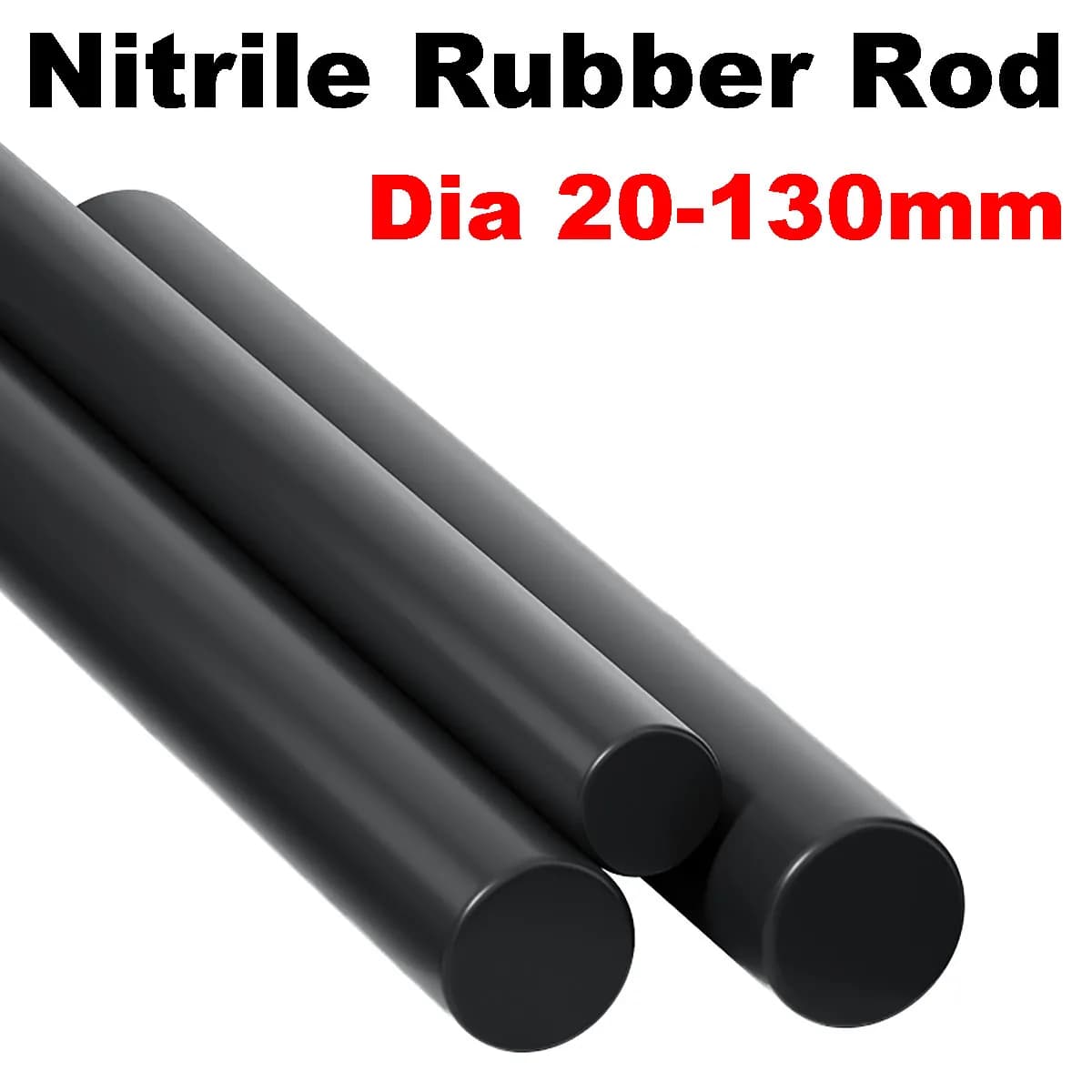 Black Solid Nitrile Rubber Bar Dia 20/25/30/35/40/45/50/55/80/90/100/110/120/130mm Round Rods Oil Resistant Sealing Length 500mm