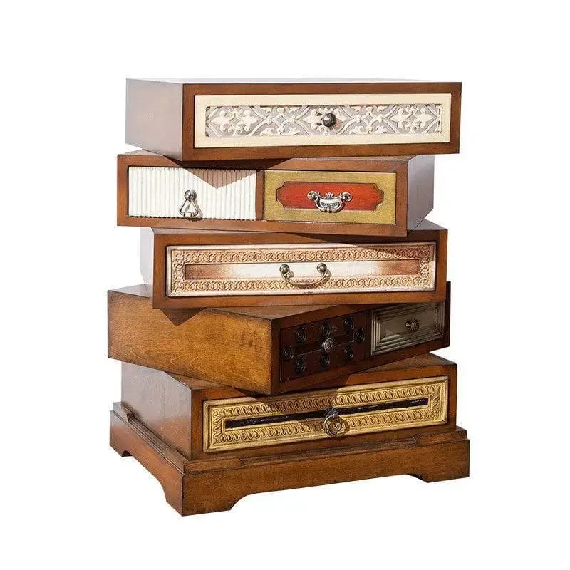 Vintage revolving bedside cabinet, vintage style designer small side cabinet, solid wood storage cabinet