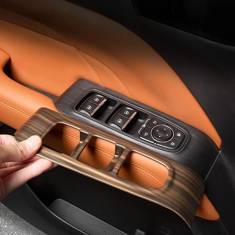 For Haval H9 2024-26 Peach Wood Grain Car Gear Shift Panel Trim Window Glass Lift Button Switch Trim Cover Interior Accessories