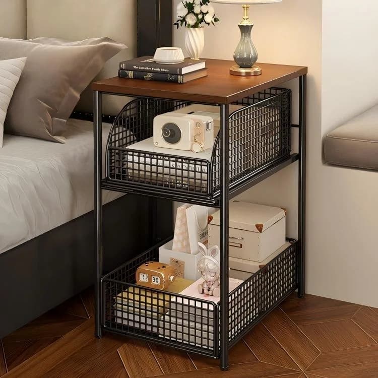 HYS bedside table, household bedroom rack, small artifact replacement, high-end light luxury, small cabinet, removable