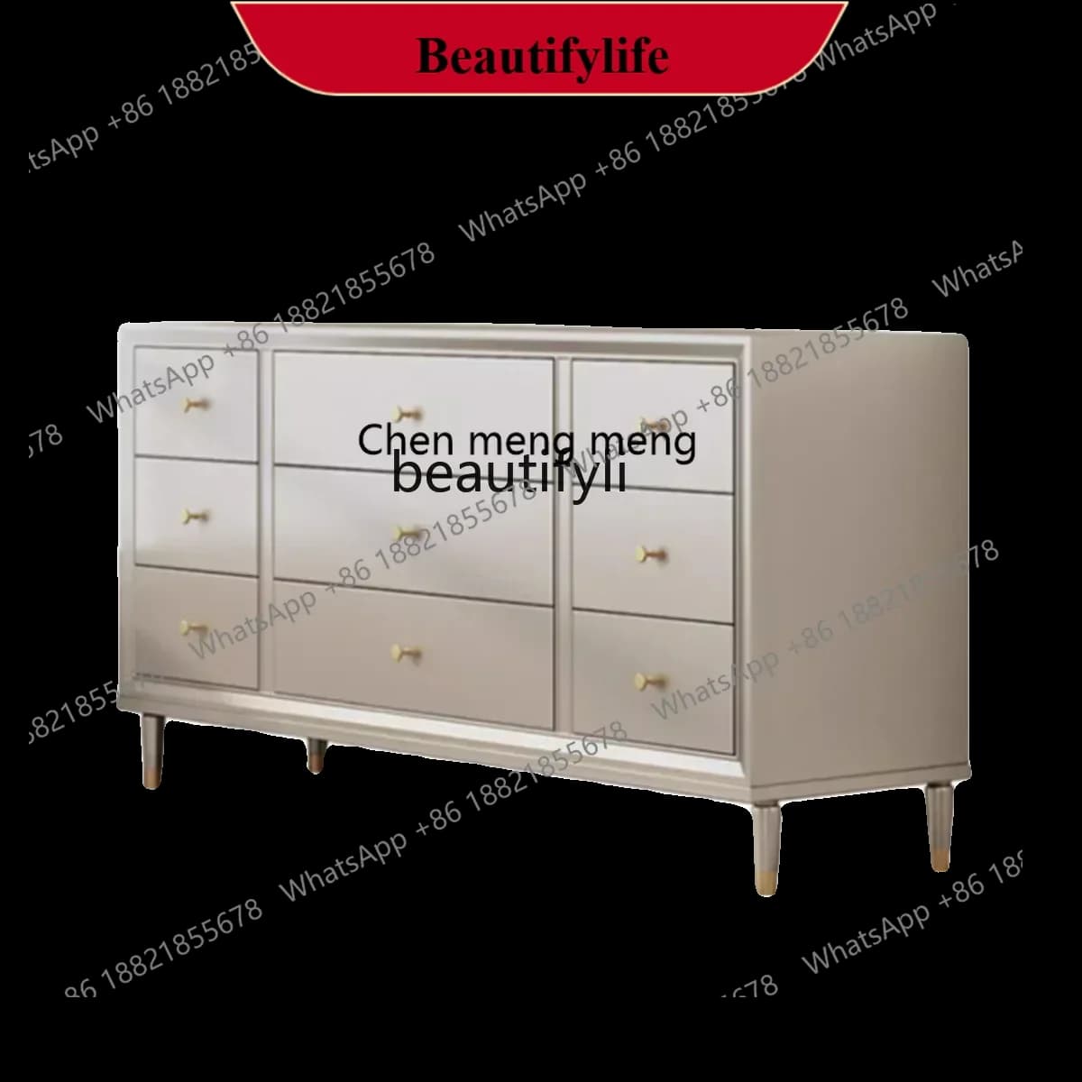 D178  American style, nine chest of drawers solid wood storage, modern bedroom, living room, porch drawer chest of drawers