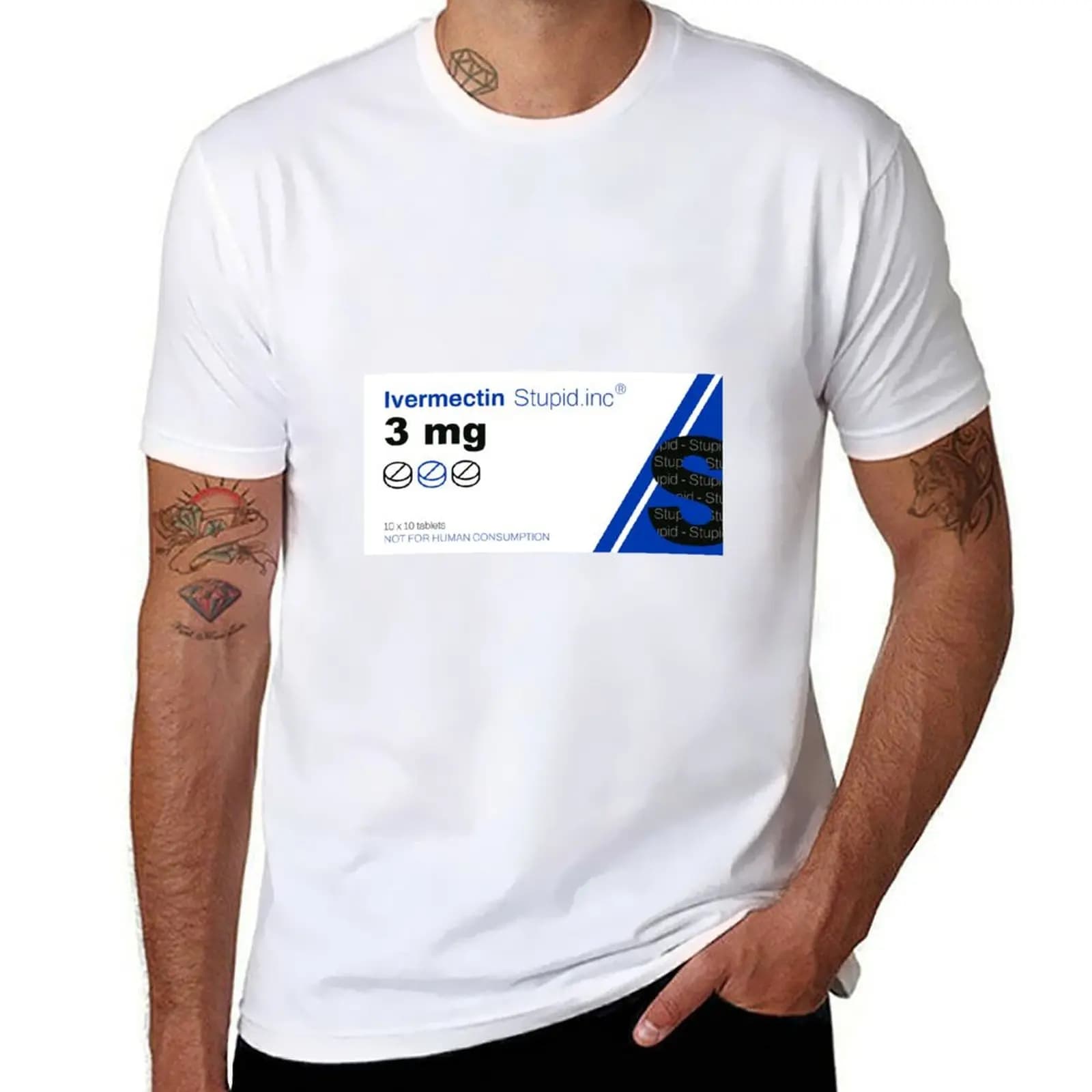 Ivermectin Medicine Packaging T-Shirt t shirt man plain t shirt for man 100 percent cotton T-Shirt