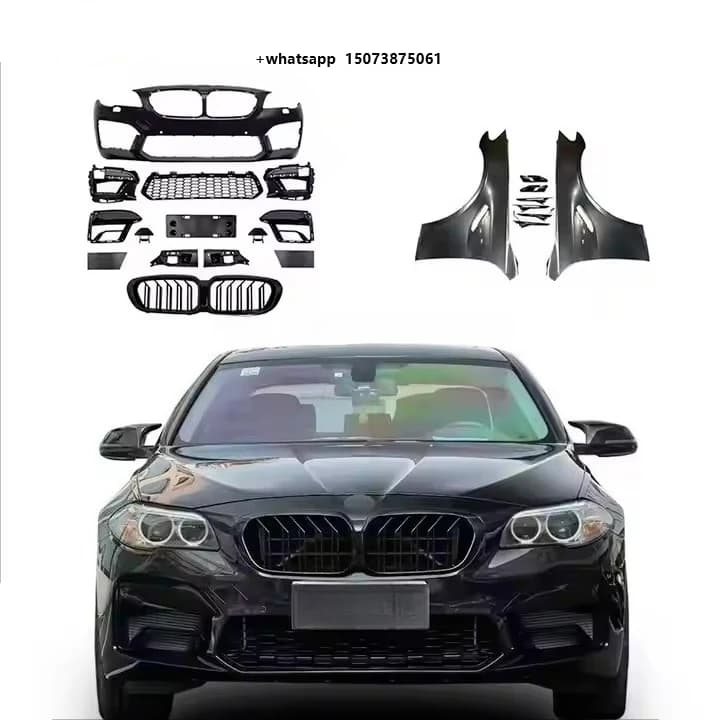 Ukiss Car Bumpers for 2010-2017 5 Series F10 F18 Upgrade 2021 M5 Body Kits Siamese Large Car Grille LED Fenders