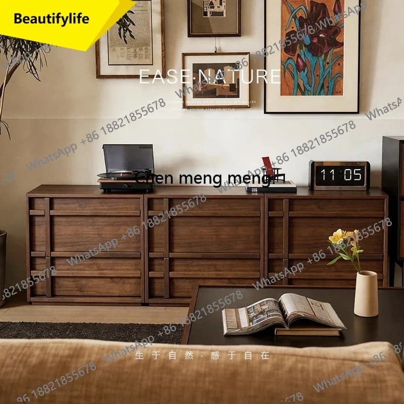 M45 Ink sandalwood chest medieval solid wood storage locker French retro home living room side cabinet