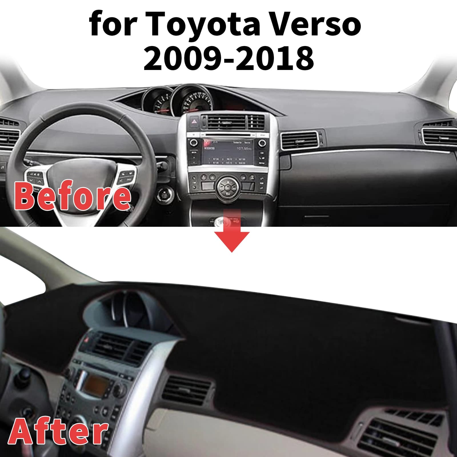 for Toyota Verso 2009 2010-2018 Dashboard Cover Sun Shade Protector Dashmat Anti-Glare UV Block Carpet Mat Automotive Dash Mat