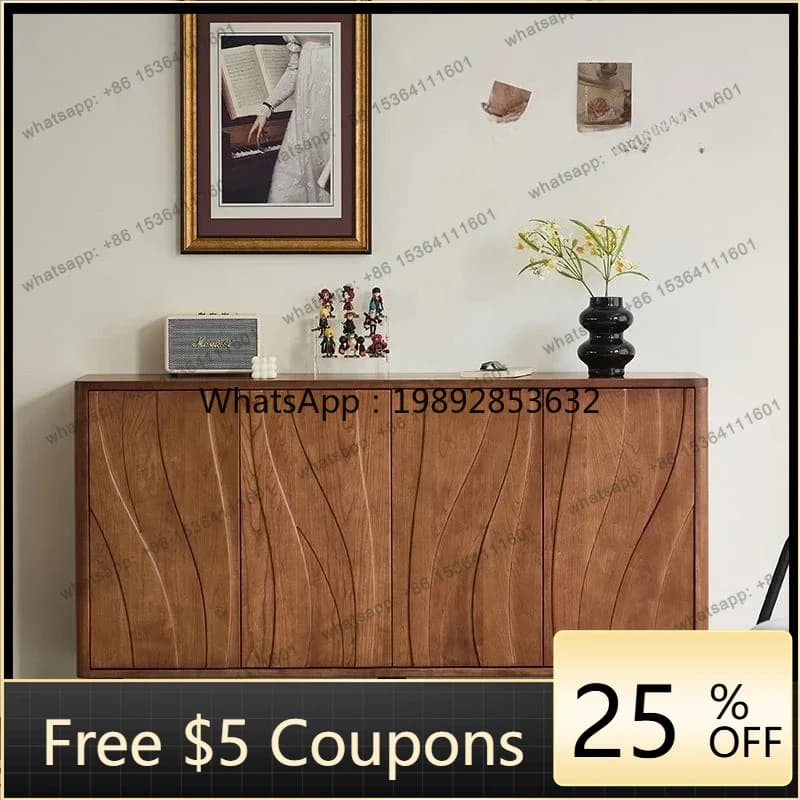 W2 Medieval solid wood dining side cabinet, living room shoe cabinet, wall decorative locker