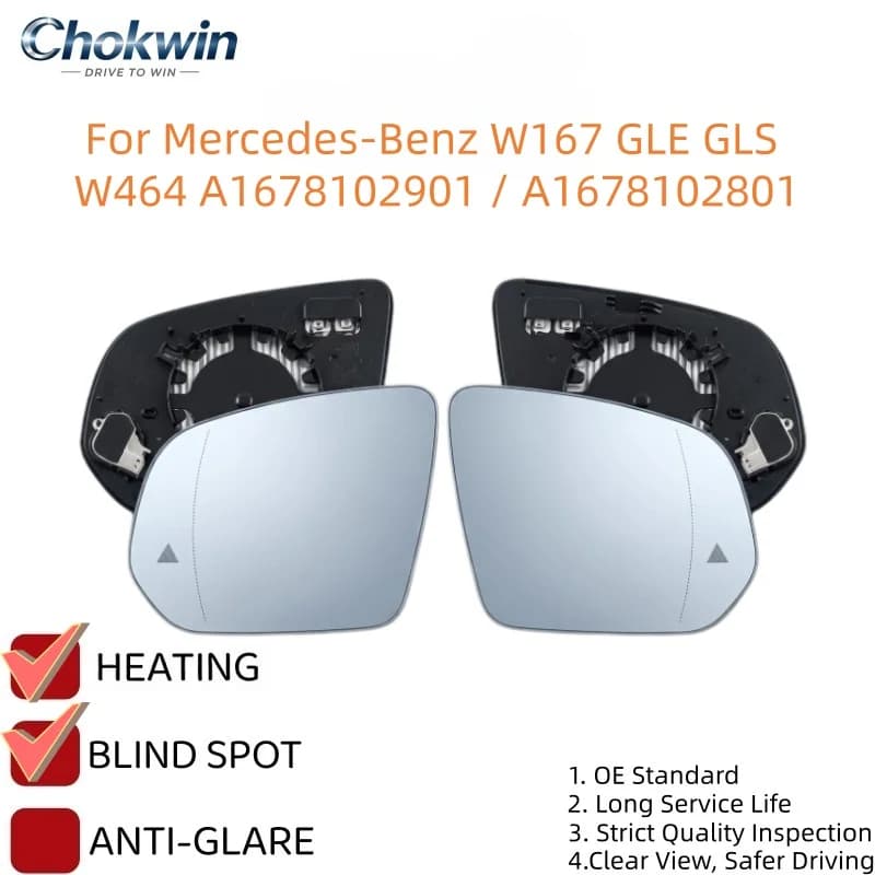 For Mercedes-Benz W167 GLE GLS W464 A1678102901 / A1678102801 Car Parts Blind Spot Heated Clear Rear View Side Mirror Glass Lens