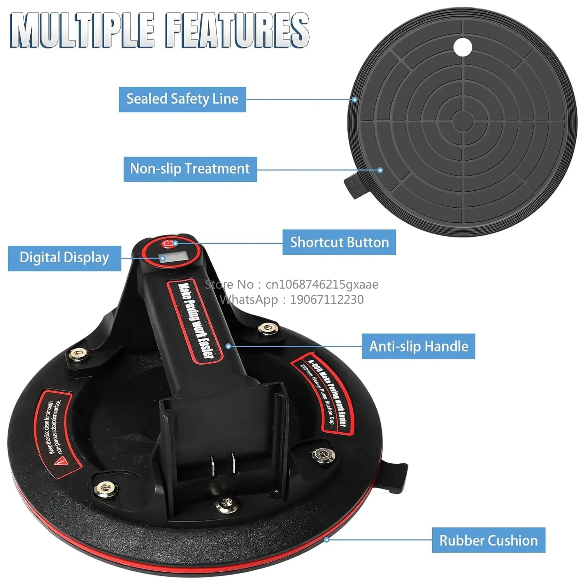 Motorized Glass Suction Cups for Vacuum Lifters 8 Inch Removable Battery Powered Suction Cup Handling Tool Convenient and