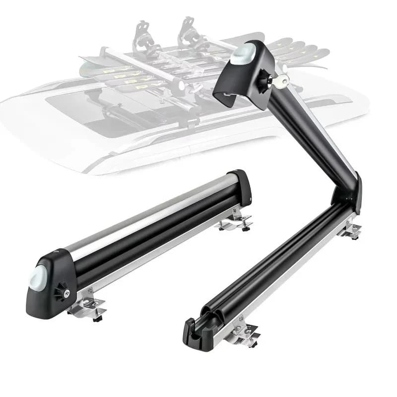 33-inch aluminum universal ski roof rack fits 6 pairs or 4 skis, and is suitable for most vehicles equipped